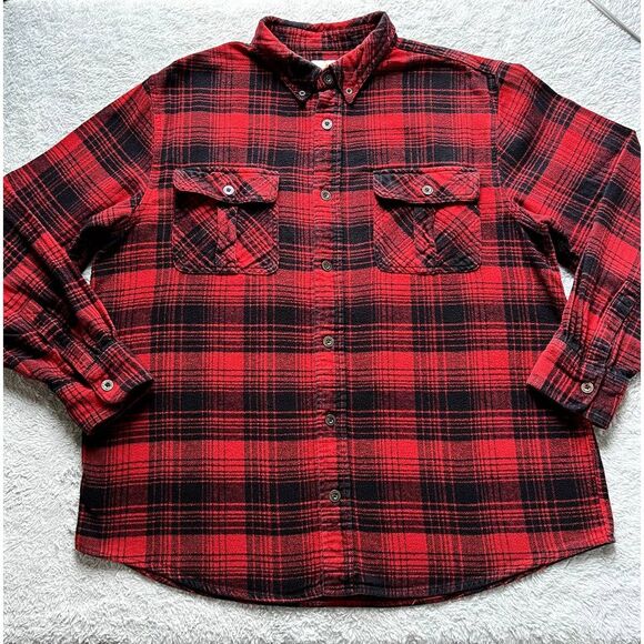 Field and Stream men’s flannel plaid shirt red black size XL - Picture 1 of 8